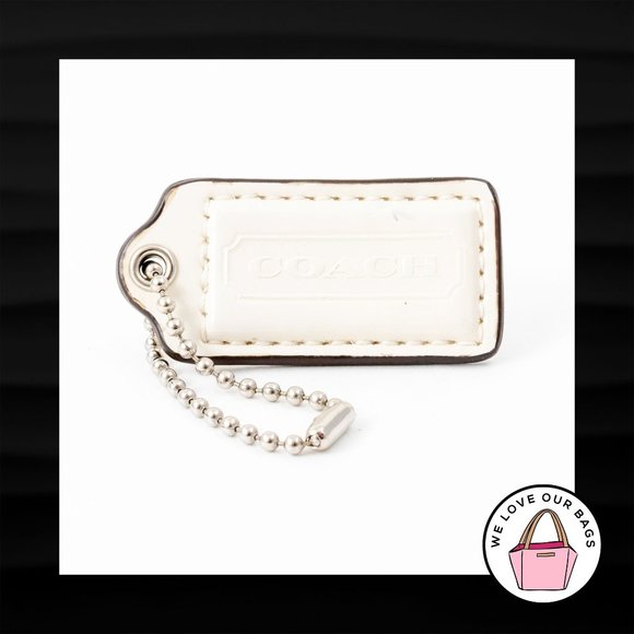 2" Medium COACH WHITE PATENT LEATHER KEY FOB BAG CHARM KEYCHAIN HANGTAG TAG - Picture 1 of 1